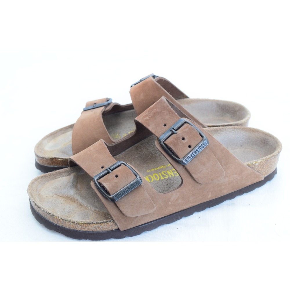 Birkenstock Arizona Sandals 36 Womens 5 Brown Nubuck Leather Slides Narrow